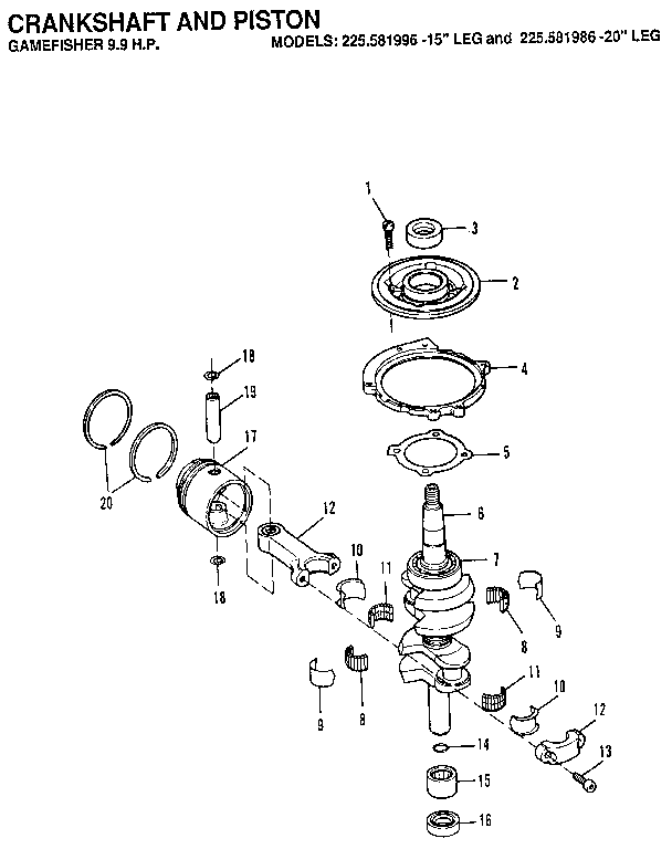 Craftsman 225581996 crankshaft and piston diagram