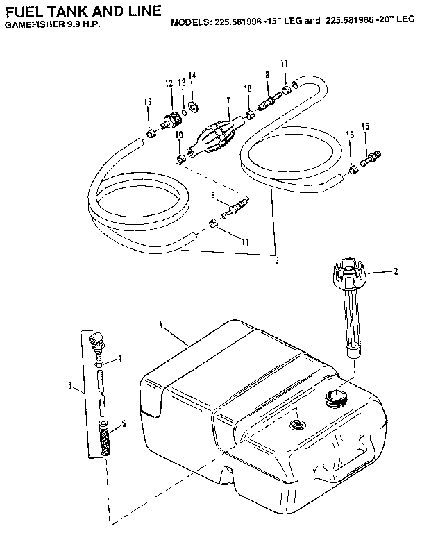 Craftsman 225581996 fuel tank and line diagram