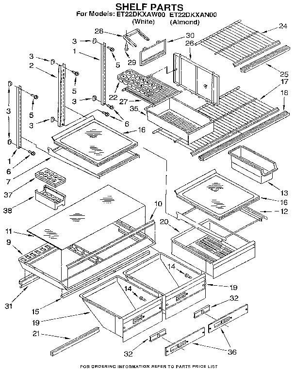 Whirlpool ET22DKXAW00 shelf diagram