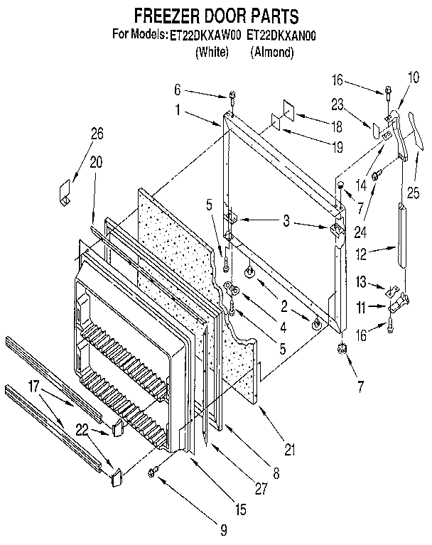 Whirlpool ET22DKXAW00 freezer door diagram