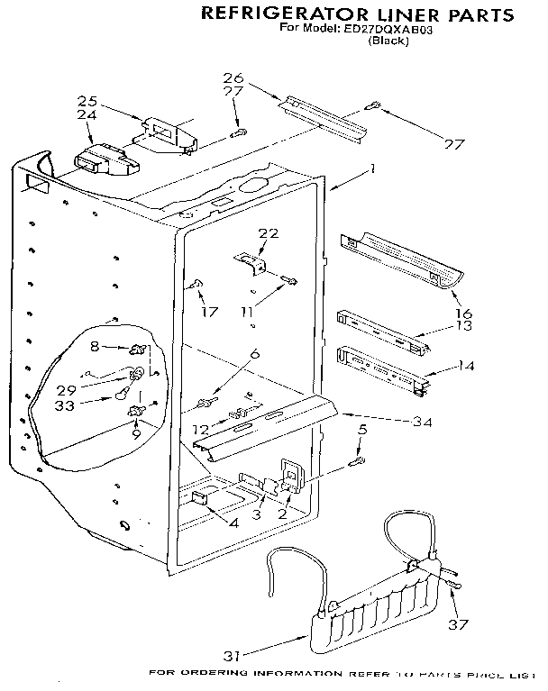 Whirlpool ED27DQXAB03 refrigerator liner diagram