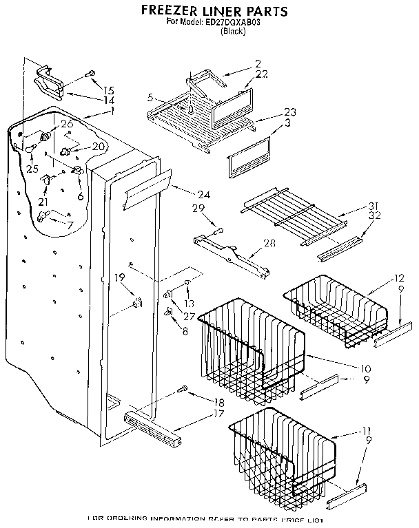 Whirlpool ED27DQXAB03 freezer liner diagram