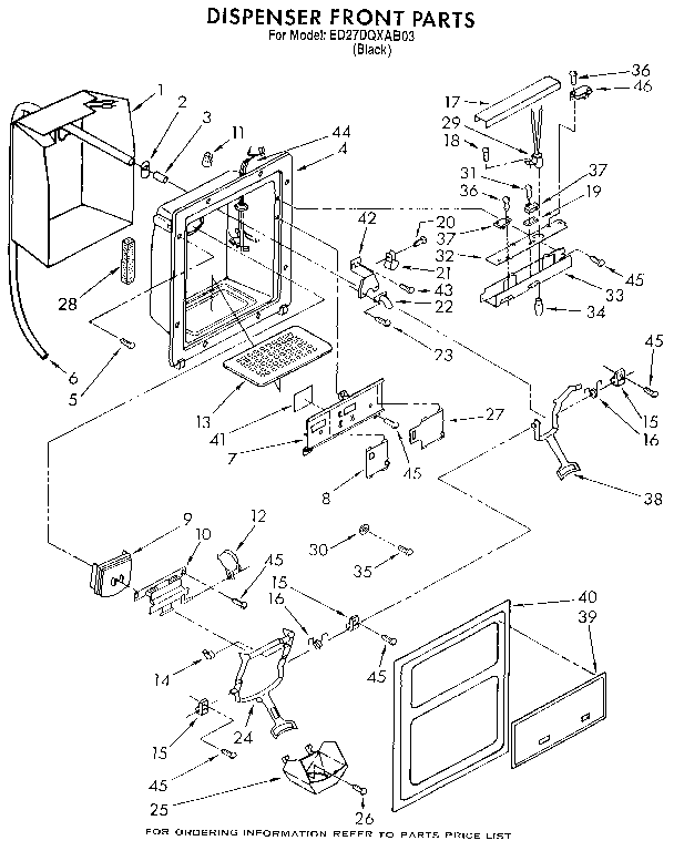 Whirlpool ED27DQXAB03 dispenser front diagram