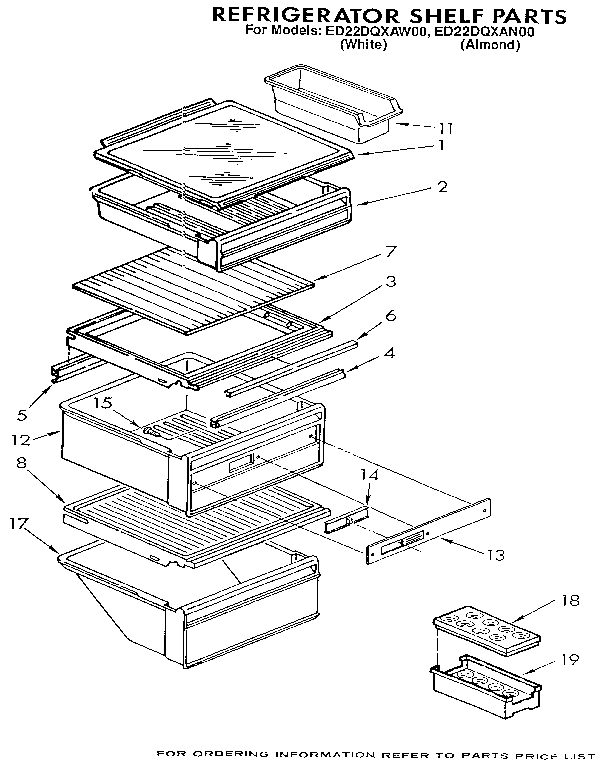 Whirlpool ED22DQXAW00 refrigerator shelf diagram