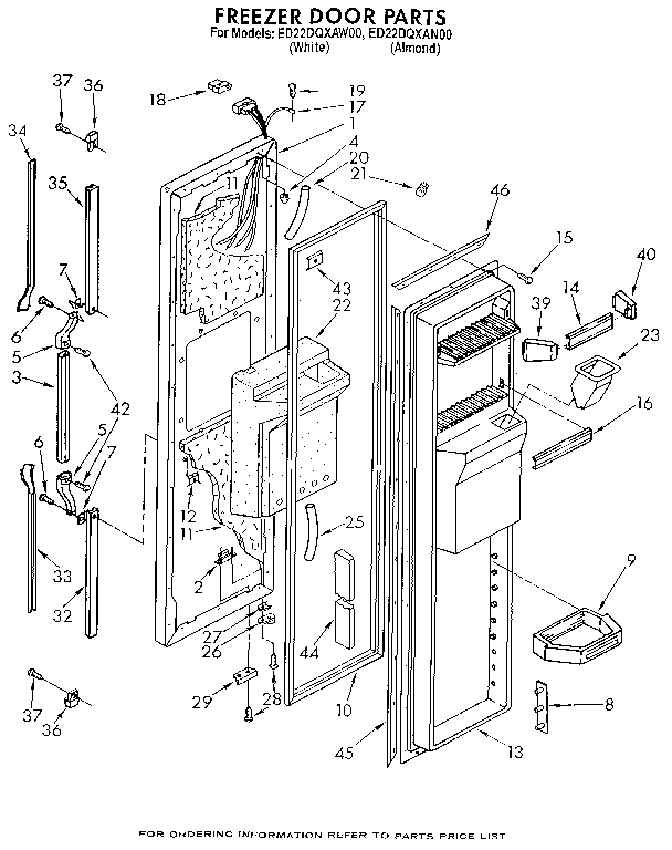 Whirlpool ED22DQXAW00 freezer door diagram