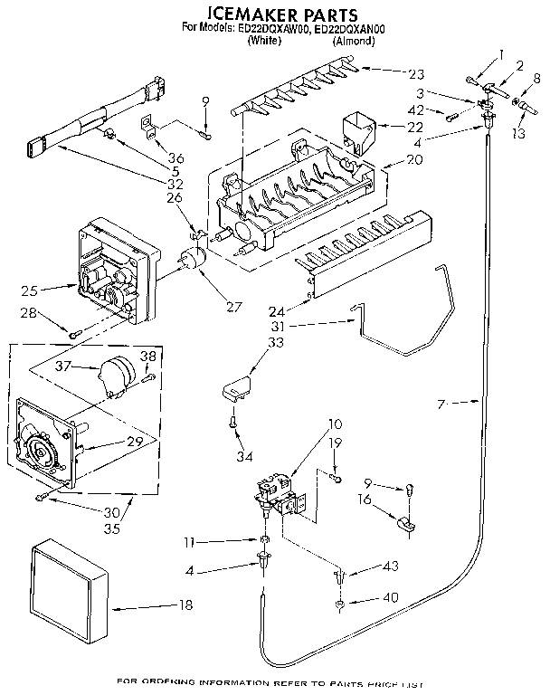 Whirlpool ED22DQXAW00 icemaker diagram