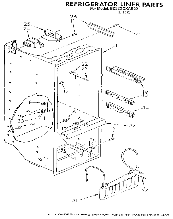 Whirlpool ED22DQXAB00 refrigerator liner diagram