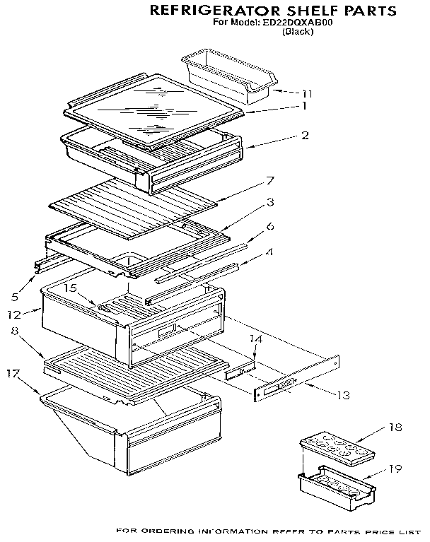 Whirlpool ED22DQXAB00 refrigerator shelf diagram