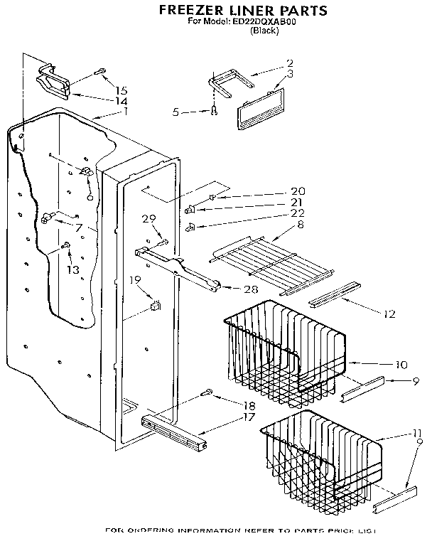 Whirlpool ED22DQXAB00 freezer liner diagram