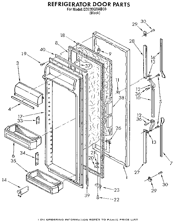 Whirlpool ED22DQXAB00 refrigerator door diagram