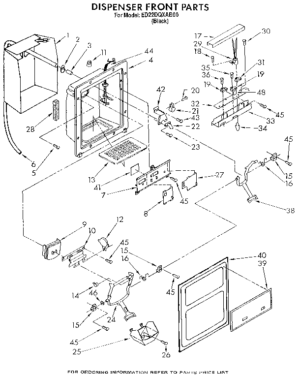 Whirlpool ED22DQXAB00 dispenser front diagram