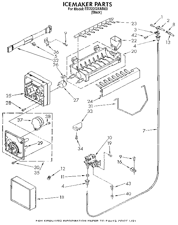 Whirlpool ED22DQXAB00 icemaker diagram