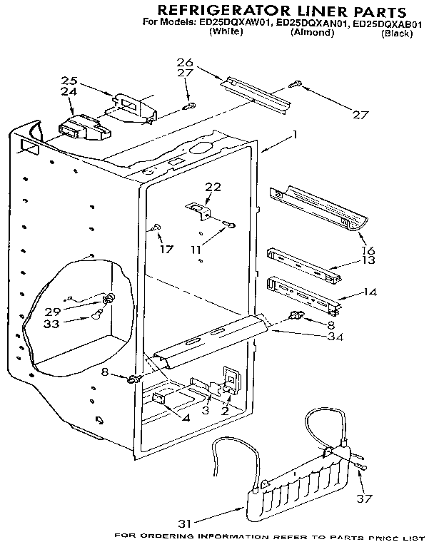 Whirlpool ED25DQXAB01 refrigerator liner diagram