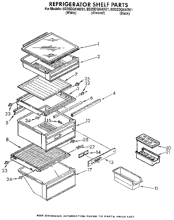 Whirlpool ED25DQXAB01 refrigerator shelf diagram