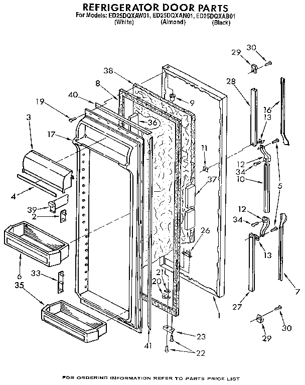Whirlpool ED25DQXAB01 refrigerator door diagram