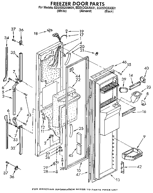 Whirlpool ED25DQXAB01 freezer door diagram