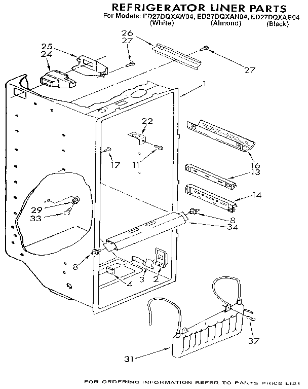 Whirlpool ED27DQXAN04 refrigerator liner diagram