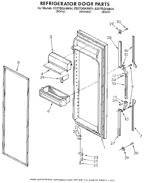 Whirlpool ED27DQXAN04 refrigerator door diagram