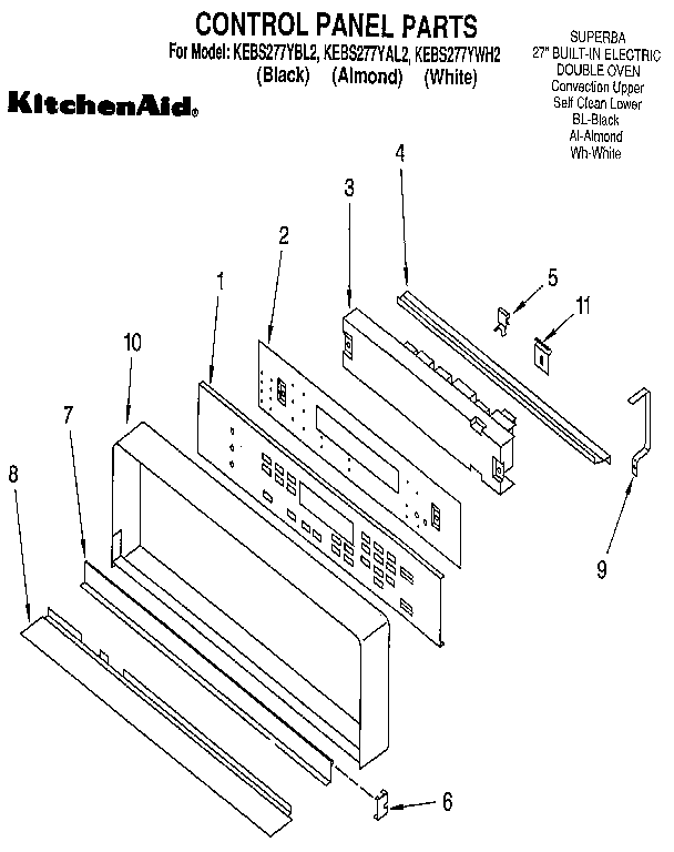 KitchenAid KEBS277YBL2 control panel diagram