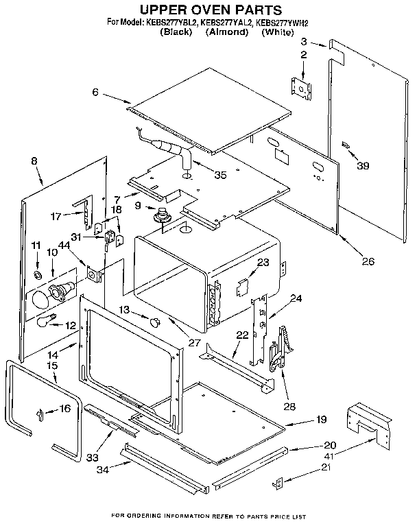 KitchenAid KEBS277YBL2 upper oven diagram