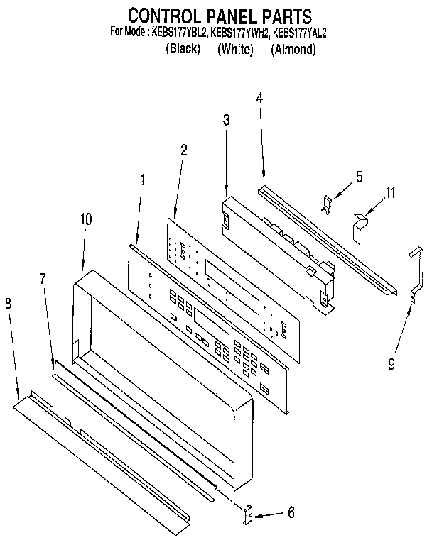 KitchenAid KEBS177YBL2 control panel diagram