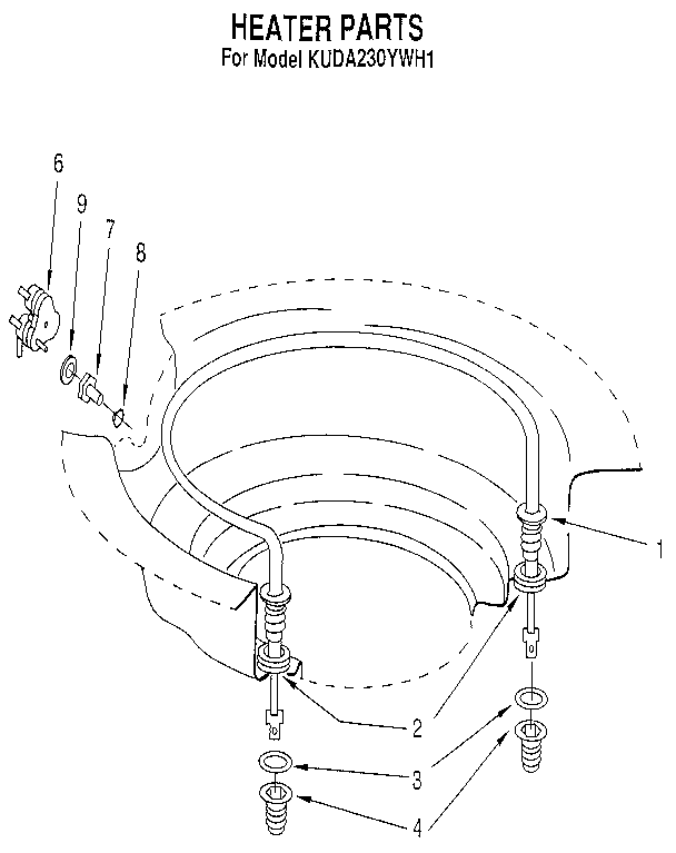 KitchenAid KUDA230YWH1 heater diagram