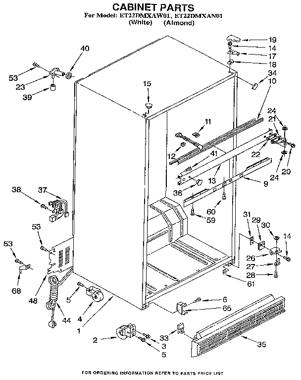 Whirlpool ET22DMXAW01 cabinet diagram