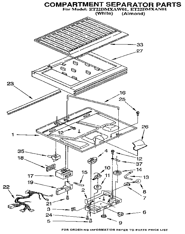 Whirlpool ET22DMXAW01 compartment separator diagram