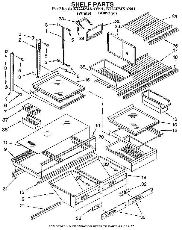 Whirlpool ET22DMXAW01 shelf diagram