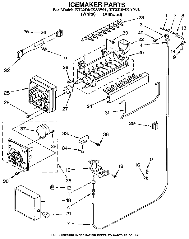 Whirlpool ET22DMXAW01 icemaker diagram