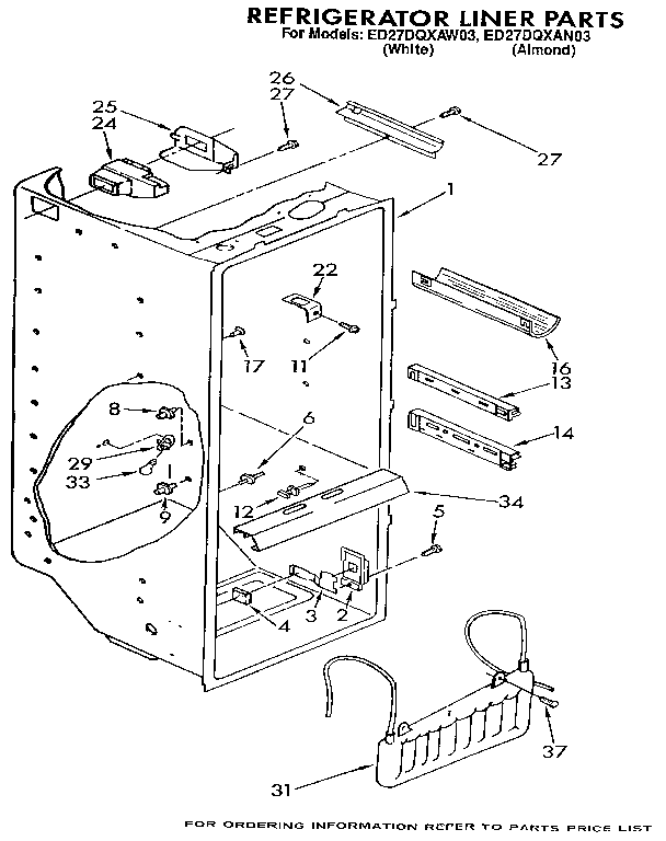 Whirlpool ED27DQXAW03 refrigerator liner diagram