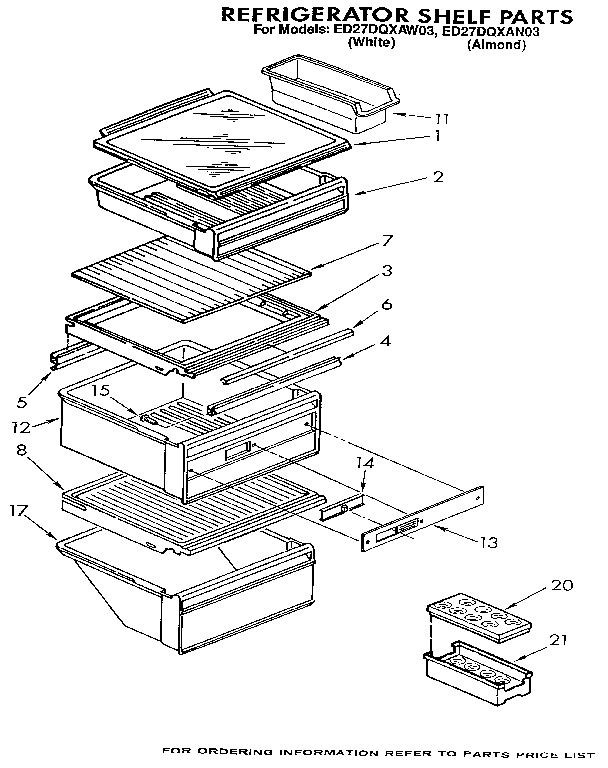 Whirlpool ED27DQXAW03 refrigerator shelf diagram