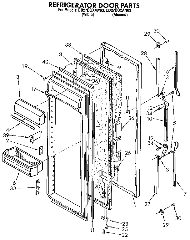 Whirlpool ED27DQXAW03 refrigerator door diagram