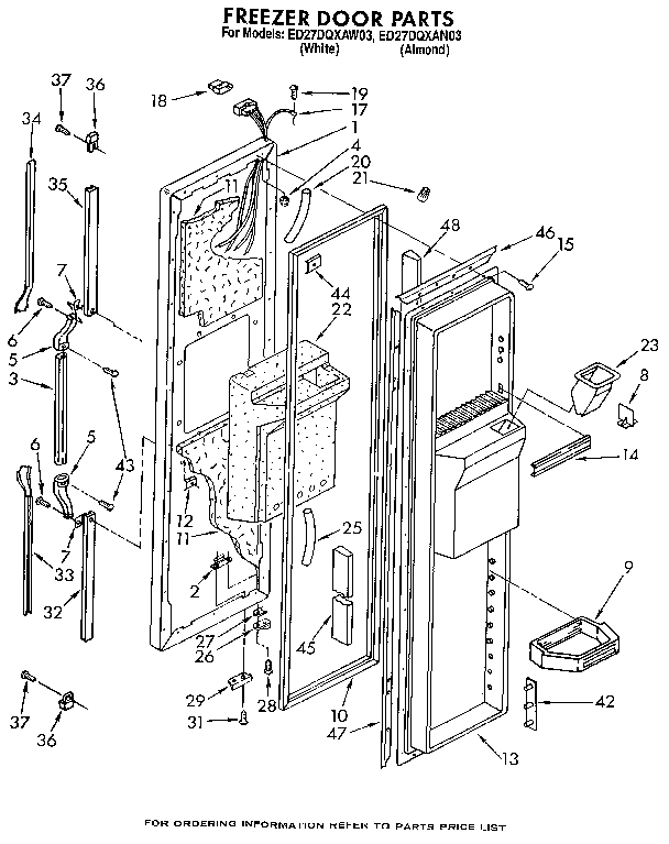 Whirlpool ED27DQXAW03 freezer door diagram