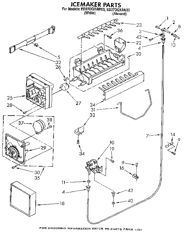 Whirlpool ED27DQXAW03 icemaker diagram