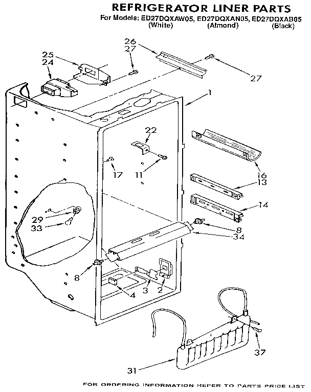 Whirlpool ED27DQXAB05 refrigerator liner diagram
