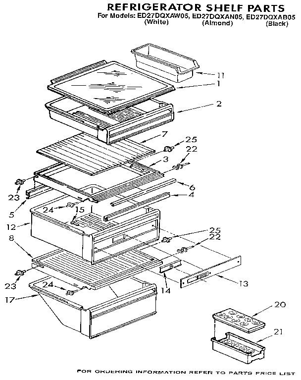 Whirlpool ED27DQXAB05 refrigerator shelf diagram