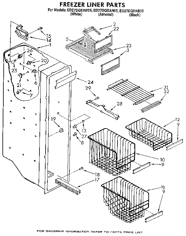 Whirlpool ED27DQXAB05 freezer liner diagram