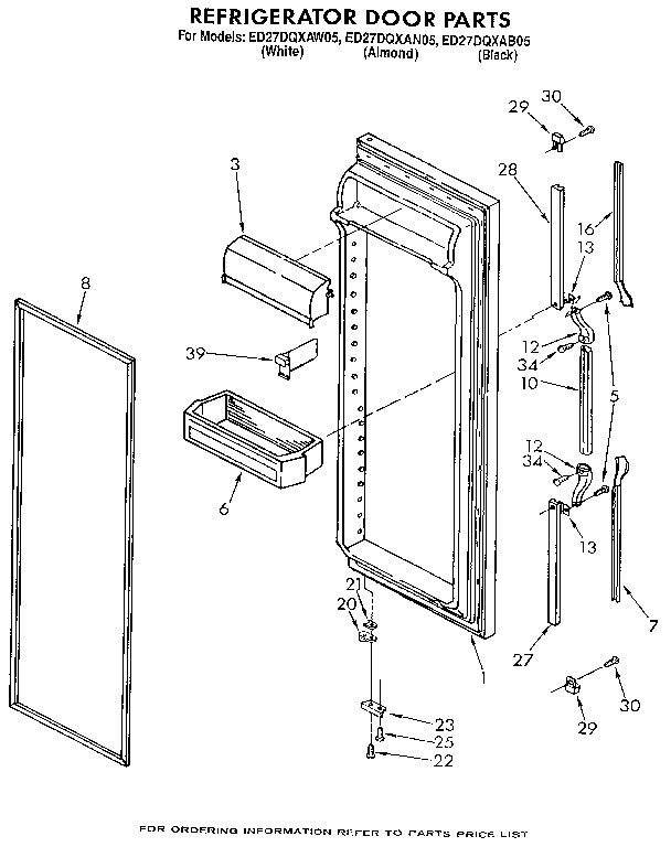 Whirlpool ED27DQXAB05 refrigerator door diagram