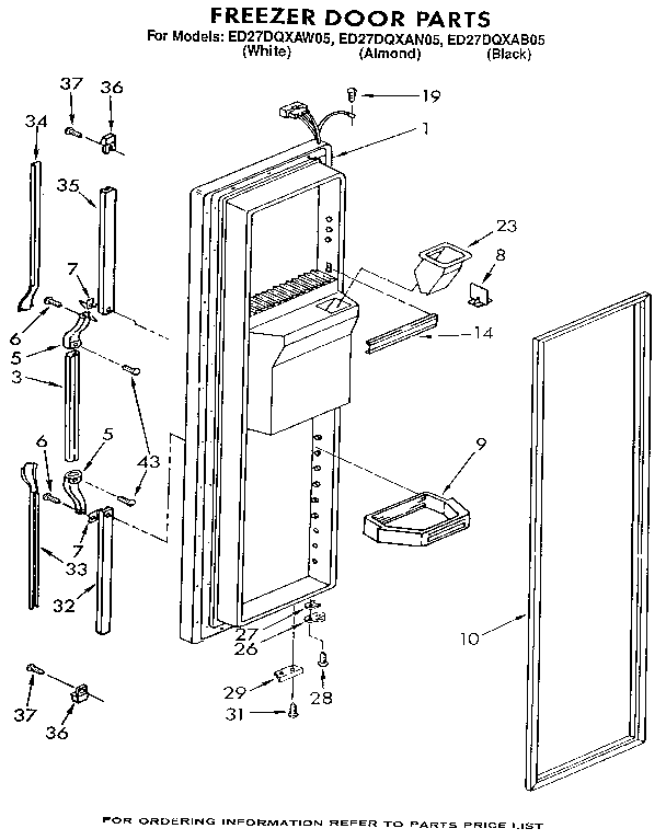 Whirlpool ED27DQXAB05 freezer door diagram