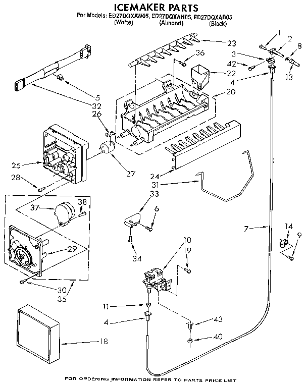 Whirlpool ED27DQXAB05 icemaker diagram