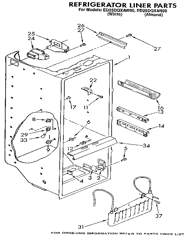 Whirlpool ED25DQXAN00 refrigerator liner diagram