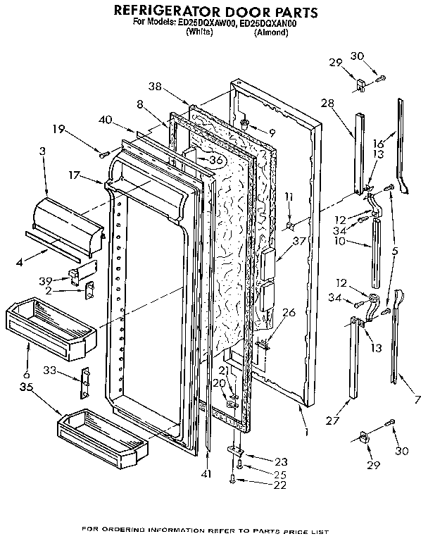 Whirlpool ED25DQXAN00 refrigerator door diagram