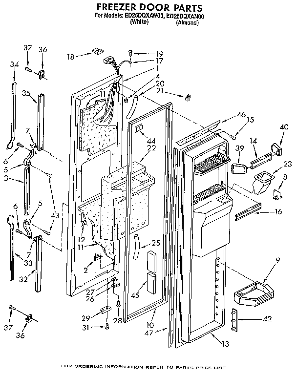 Whirlpool ED25DQXAN00 freezer door diagram