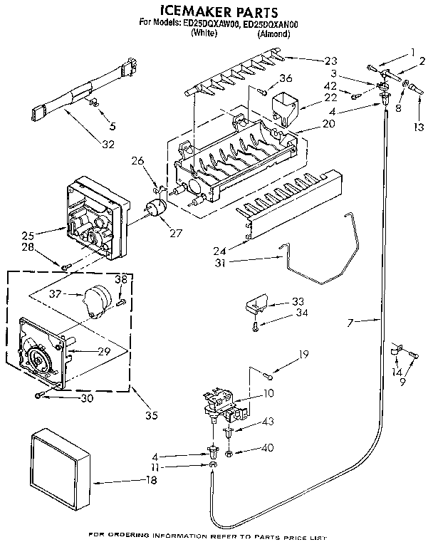 Whirlpool ED25DQXAN00 icemaker diagram