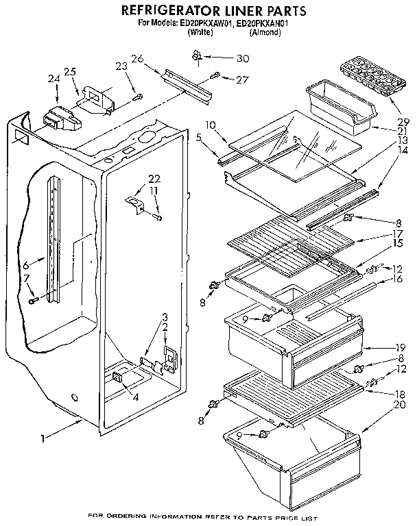 Whirlpool ED20PKXAN01 refrigerator liner diagram