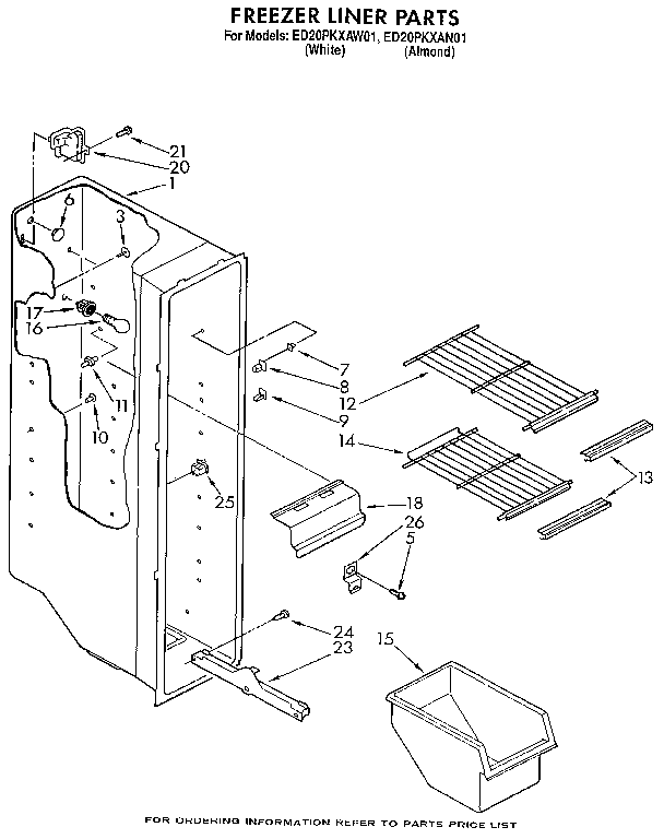 Whirlpool ED20PKXAN01 freezer liner diagram