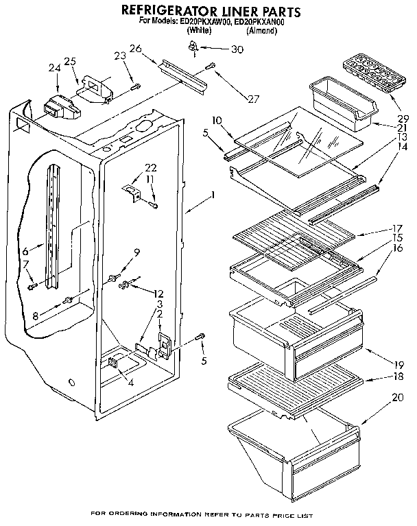 Whirlpool ED20PKXAW00 refrigerator liner diagram