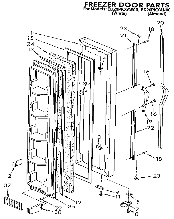 Whirlpool ED20PKXAW00 freezer door diagram