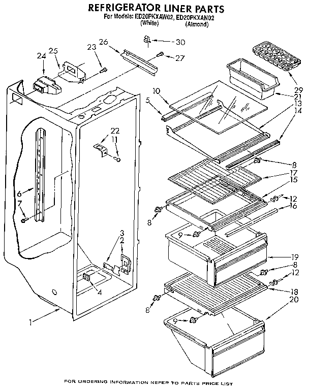 Whirlpool ED20PKXAW02 refrigerator liner diagram